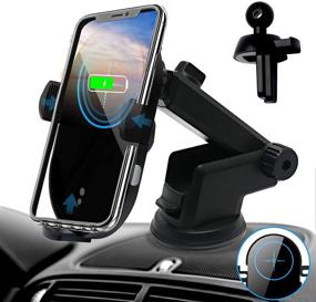 img 4 attached to 🔌 15W 2-in-1 Wireless Car Charger: Mount Holder for iPhone 12, Samsung Galaxy S9+ & More