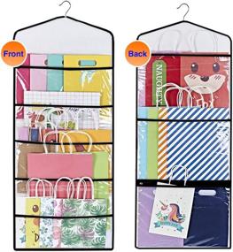 img 4 attached to 🎁 ProPik Hanging Double Sided Gift Bag Storage Organizer: Efficiently Organize Your Gift Wrap and Paper Goods with Multiple Pockets - 38 x 16 Inch PVC, Black