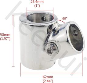 img 3 attached to 🚢 Keehui 316SS Heavy Duty Polished Boat Hand Rail Fitting - 60° T/Tee Hinged/Split Fitting for 1-inch Tube