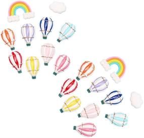 img 4 attached to 🌈 20 Pack Assorted Kawaii Rainbow Charms Clouds Lollipop Hot Balloon Cabochons: Ideal Resin Beads for Fairy Garden Accessories, Scrapbooking, Home Decor Supplies & More!