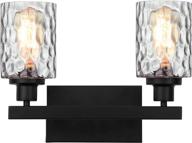 🚿 stunning black bathroom light fixtures: 2-light wall sconces with clear hammered glass shades for vanity, mirror cabinets, kitchen, living room, and more логотип