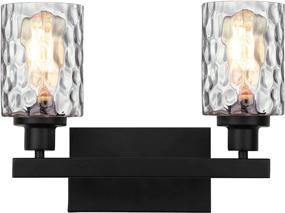 img 4 attached to 🚿 Stunning Black Bathroom Light Fixtures: 2-Light Wall Sconces with Clear Hammered Glass Shades for Vanity, Mirror Cabinets, Kitchen, Living Room, and More