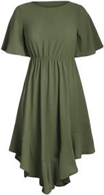 img 1 attached to 👗 Alaster Women’s Chiffon Short Sleeve Casual Midi Dress with Asymmetrical Hemline - Ideal Summer Dress