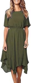 img 2 attached to 👗 Alaster Women’s Chiffon Short Sleeve Casual Midi Dress with Asymmetrical Hemline - Ideal Summer Dress