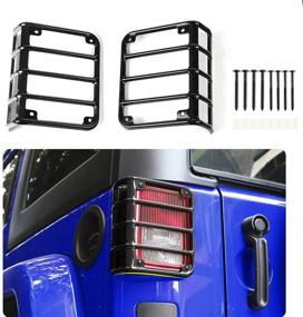 img 4 attached to 🚙 JeCar Rear Euro Tail Light Guard Protector for 2007-2017 Jeep Wrangler JK & Unlimited in Black