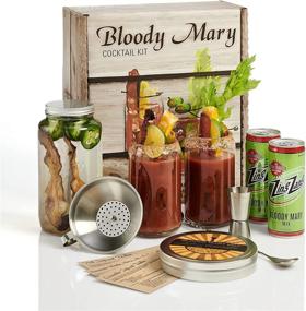 img 4 attached to 🍹 Bloody Mary Cocktail Kit: Beer Can Drinking Glass Set, Zing Zang Mix, Rokz Salt Tin, Infusion Jar, Bar Spoon, Jigger, Garnish Picks, Recipe Cards - The Perfect Set for Crafting Fantastic Bloody Mary Cocktails