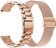🌹 vicrior 18mm solid stainless steel watchband+ mesh strap: stylish replacement band for garmin vivoactive 4s 40mm / venu 2s, vivomove 3s - rose gold logo