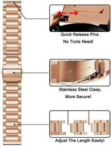 img 2 attached to 🌹 ViCRiOR 18mm Solid Stainless Steel Watchband+ Mesh Strap: Stylish Replacement Band for Garmin Vivoactive 4S 40mm / Venu 2s, Vivomove 3S - Rose Gold