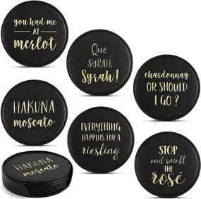 img 4 attached to 🍸 Juvale Black Leather Coasters: Stylish and Durable Drink Coasters