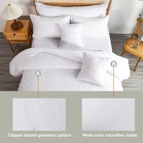 img 2 attached to 🛏️ 7Pcs Queen Size Bed in A Bag Set – White Tufted Comforter with Geometric Jacquard Design, Complete with Sheet Set – Boho Shabby Chic Down Alternative Tufts Comforter Sheet Set