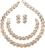 tri tone necklace earrings bracelet braided logo