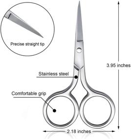 img 3 attached to 🔪 Premium Set of 3 Stainless Steel Facial Hair Scissors for Nose, Eyebrows, Moustache, and Beard - Silver