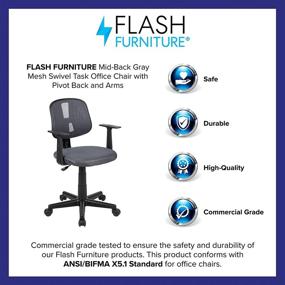 img 1 attached to Enhance Your Office Comfort with the Flash Furniture Flash Fundamentals Mid-Back Gray Mesh Swivel Task Office Chair – Pivot Back and Arms Included!