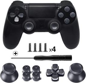 img 4 attached to 🎮 PS4 Controller TOMSIN Metal Buttons: Aluminum Metal Thumbsticks, Analog Grip, Bullet Buttons, D-pad (Dark Grey)