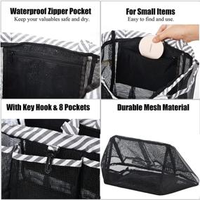 img 1 attached to 🛁 WEHUSE Mesh Shower Caddy Tote with Waterproof Inner Bag - Black, Portable Shower Caddy for College Dorm Bathroom Camp - 8 Basket Pockets