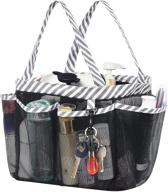 🛁 wehuse mesh shower caddy tote with waterproof inner bag - black, portable shower caddy for college dorm bathroom camp - 8 basket pockets logo