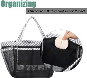 img 3 attached to 🛁 WEHUSE Mesh Shower Caddy Tote with Waterproof Inner Bag - Black, Portable Shower Caddy for College Dorm Bathroom Camp - 8 Basket Pockets