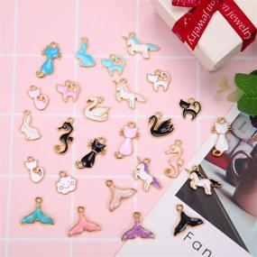 img 2 attached to Exquisite Collection: 90 Assorted Gold Plated Enamel Dangle Charm Pendants for Jewelry Making (Animal Style)