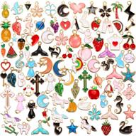 exquisite collection: 90 assorted gold plated enamel dangle charm pendants for jewelry making (animal style) logo