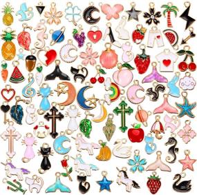 img 4 attached to Exquisite Collection: 90 Assorted Gold Plated Enamel Dangle Charm Pendants for Jewelry Making (Animal Style)