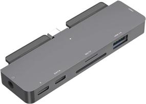 img 4 attached to 🔌 7-в-1 адаптер Type-C Hub от Ivoros для iPad Pro 2018/2020 11"/12.9"/Air 4 - Мультипортовый AV-донгл с 3,5 мм разъемом для наушников/USB-C разъемом для наушников/регулировкой громкости, 4K HDMI, зарядкой PD, USB 3.0, SD/TF картридер