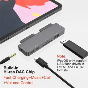 img 1 attached to 🔌 7-в-1 адаптер Type-C Hub от Ivoros для iPad Pro 2018/2020 11"/12.9"/Air 4 - Мультипортовый AV-донгл с 3,5 мм разъемом для наушников/USB-C разъемом для наушников/регулировкой громкости, 4K HDMI, зарядкой PD, USB 3.0, SD/TF картридер