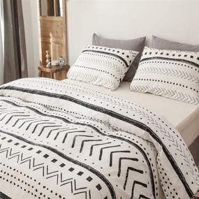 img 2 attached to 🛏️ Smoofy Comforter Set: Boho Aztec Folkloric Art Pattern Bedding - Soft Microfiber Fill - Includes 1 Comforter & 2 Pillowcases (White & Black)