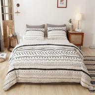 🛏️ smoofy comforter set: boho aztec folkloric art pattern bedding - soft microfiber fill - includes 1 comforter & 2 pillowcases (white & black) logo