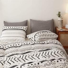 img 3 attached to 🛏️ Smoofy Comforter Set: Boho Aztec Folkloric Art Pattern Bedding - Soft Microfiber Fill - Includes 1 Comforter & 2 Pillowcases (White & Black)