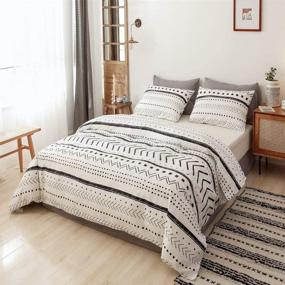 img 1 attached to 🛏️ Smoofy Comforter Set: Boho Aztec Folkloric Art Pattern Bedding - Soft Microfiber Fill - Includes 1 Comforter & 2 Pillowcases (White & Black)