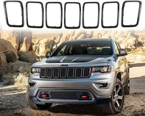 img 4 attached to 🔥 Черные ободки решетчатой решетки YAV для Jeep Grand Cherokee 2017-2021 - Улучшите свою поездку с 7 стильными аксессуарами