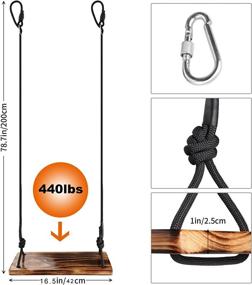 img 3 attached to ATFWEL Carbonized Tree Swing Seat: Adjustable Rope, Durable Wood, 440LB Capacity – Perfect for Yard, Indoor, and Outdoor Fun (16.5x7.9x1.0 inch)