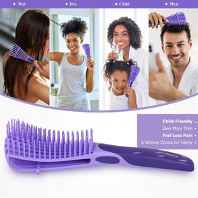 img 1 attached to Detangling Hair Brush Set: Ideal for Kinky, Curly, Coily, and Wavy Hair | For Adults and 🔸 Kids | Wet and Dry Hair | Afro American Type 3a-4c | Comfortable Grip | Easy to Clean (2Pcs)
