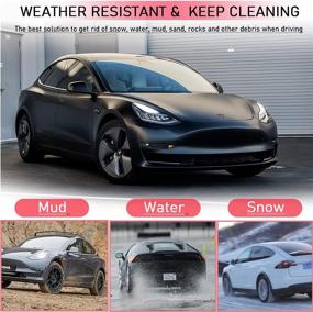 img 2 attached to 🚗 Крылья от брызг KEPENRI для Tesla Model 3 - недолбируемые шлейфы отколов на 2021-2017 годы - матово-черные передние/задние крылья от брызг