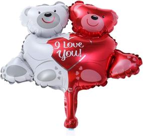 img 3 attached to 🎈 BinaryABC 12inch Valentine's Day Balloons Decorations with Hugging Bear Balloon, I Love You Foil Balloon - Valentine's Day Supplies Set of 2