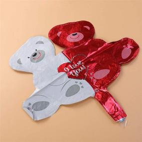 img 2 attached to 🎈 BinaryABC 12inch Valentine's Day Balloons Decorations with Hugging Bear Balloon, I Love You Foil Balloon - Valentine's Day Supplies Set of 2