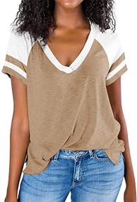 img 2 attached to 👚 Women's V Neck T Shirts - Short Sleeve Casual Summer Tops with Side Split - Loose Fit Workout Tunic - Plain T-Shirt