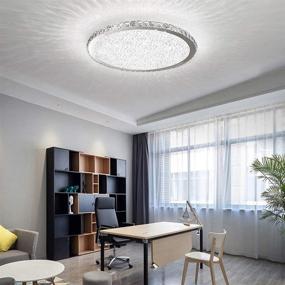 img 2 attached to 💡 Ladiqi Dimmable Modern Crystal LED Flush Mount Ceiling Light Fixture - 8'' Round LED Ceiling Light with Remote for Living Room, Dining Room, and Kitchen - Stepless Dimming