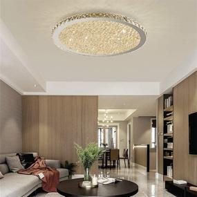 img 1 attached to 💡 Ladiqi Dimmable Modern Crystal LED Flush Mount Ceiling Light Fixture - 8'' Round LED Ceiling Light with Remote for Living Room, Dining Room, and Kitchen - Stepless Dimming