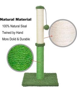 img 2 attached to 🐱 Tall Cat Scratching Post: Kazura 29" Green Natural Sisal Rope Scratch Pole for Indoor Cat Scratcher