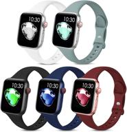 💪 eomtam 5 пакет узких силиконовых стрепов для apple watch 38мм/40мм/41мм - совместимые с серией 7, 6, 5, 4, 3, 2, 1, se - женщины мужчины - цвет3 логотип