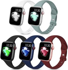 img 4 attached to 💪 EOMTAM 5 Пакет Узких Силиконовых Стрепов для Apple Watch 38мм/40мм/41мм - Совместимые с серией 7, 6, 5, 4, 3, 2, 1, SE - Женщины Мужчины - Цвет3