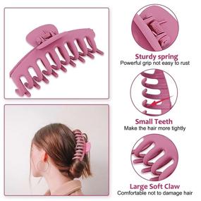 img 3 attached to 💇 Jeefnaik Hair Clips Set of 4, Extra Strong Hold Claw Clips for Thick Hair, Non-slip Hair Accessories for Women, Large 4.33 Inch Claw Clips for Girls