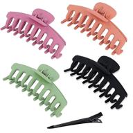 💇 jeefnaik hair clips set of 4, extra strong hold claw clips for thick hair, non-slip hair accessories for women, large 4.33 inch claw clips for girls logo