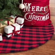 🎄 s-deal 48 inches christmas tree skirt: red and black plaid buffalo checkered design for festive holiday décor logo