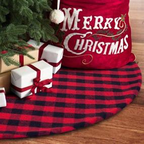 img 4 attached to 🎄 S-DEAL 48 Inches Christmas Tree Skirt: Red and Black Plaid Buffalo Checkered Design for Festive Holiday Décor