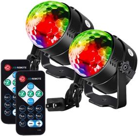img 4 attached to Litake Party Lights Disco Ball - 2 Pack: Sound Activated Strobe Light with Remote, 7 RGB Colors Changing DJ Stage Lights for Home Festival Bar Club Parties Xmas Birthday Wedding Show