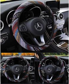 img 3 attached to 🚗 Enhance Your Car's Style with 14-15 inch Voroly Boho Style Car Steering Wheel Covers - Perfect Fit for Trucks, SUVs, and Cars!