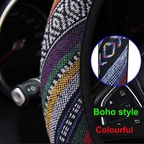 img 1 attached to 🚗 Enhance Your Car's Style with 14-15 inch Voroly Boho Style Car Steering Wheel Covers - Perfect Fit for Trucks, SUVs, and Cars!