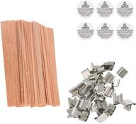 🕯️ 100 pieces of benbo smokeless natural wood candle wicks: 5.1 x 0.5 inch with iron stand candle cores for diy candle making craft - wooden candle wick kit logo